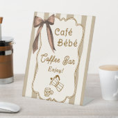 Cafe Bebe French Coffee Bar Baby Shower Tabletop 台座サイン (インサイチュ)
