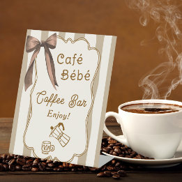 Cafe Bebe French Coffee Bar Baby Shower Tabletop 台座サイン
