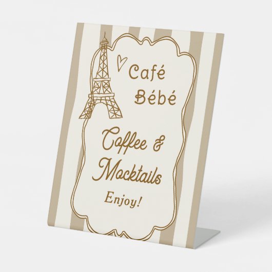 Cafe Bebe French Coffee Drinks Station Tabletop 台座サイン (正面)