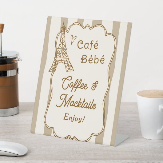 Cafe Bebe French Coffee Drinks Station Tabletop 台座サイン (インサイチュ)
