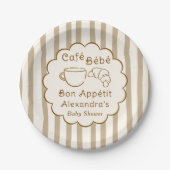 Cafe Bebe French Coffee Personalized Baby Shower ペーパープレート (正面)