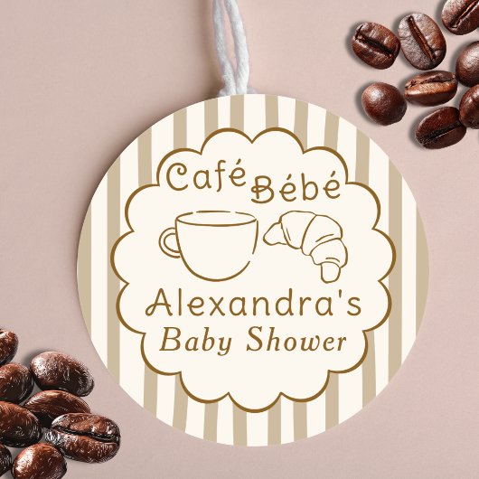 Cafe Bebe French Coffee Personalized Baby Shower ラウンドシール