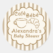 Cafe Bebe French Coffee Personalized Baby Shower ラウンドシール (正面)