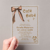 Cafe Bebe French Coffee Shop Themed Baby Shower アクリル招待状 (インサイチュ (ポータブル))