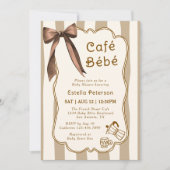 Cafe Bebe French Coffee Shop Themed Baby Shower 招待状 (正面)