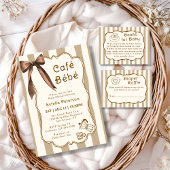 Cafe Bebe French Coffee Shop Themed Baby Shower 招待状