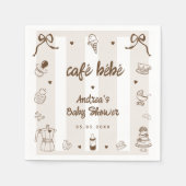 Café Bébé French Hand Drawn Baby Shower スタンダードカクテルナプキン (正面)