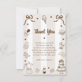 Café Bébé French Hand Drawn Baby Shower Thank You サンキューカード