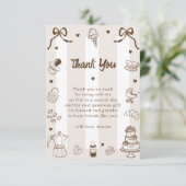 Café Bébé French Hand Drawn Baby Shower Thank You サンキューカード (スタンド正面)