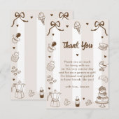 Café Bébé French Hand Drawn Baby Shower Thank You サンキューカード (正面/裏面)