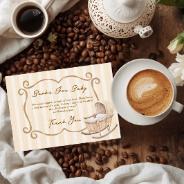 Cafe Bebe Gender Neutral Elegant Brown Baby Shower エンクロージャーカード