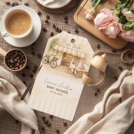 Cafe Bebe Gender Neutral Elegant Brown Baby Shower ギフトタグ