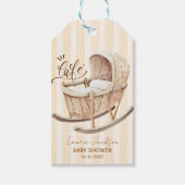 Cafe Bebe Gender Neutral Elegant Brown Baby Shower ギフトタグ (正面)