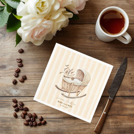 Cafe Bebe Gender Neutral Elegant Brown Baby Shower スタンダードカクテルナプキン