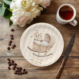 Cafe Bebe Gender Neutral Elegant Brown Baby Shower ペーパープレート