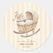 Cafe Bebe Gender Neutral Elegant Brown Baby Shower ラウンドシール (正面)