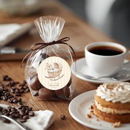 Cafe Bebe Gender Neutral Elegant Brown Baby Shower ラウンドシール