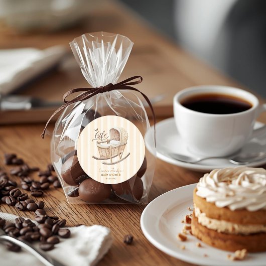 Cafe Bebe Gender Neutral Elegant Brown Baby Shower ラウンドシール