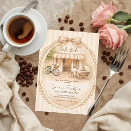 Cafe Bebe Gender Neutral Elegant Brown Baby Shower 招待状