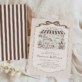 Cafe Bebe Gender Neutral Elegant Brown Baby Shower 招待状