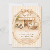 Cafe Bebe Gender Neutral Elegant Brown Baby Shower 招待状 (正面)
