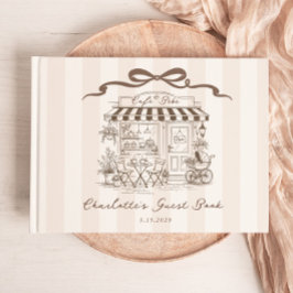 Cafe Bebe Gender neutral Handdrawn Bow Baby Shower ゲストブック