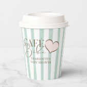 Café Bébé Mint Striped Coffee Themed Baby Shower 紙コップ (裏面)