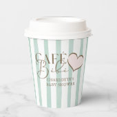 Café Bébé Mint Striped Coffee Themed Baby Shower 紙コップ (正面)