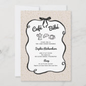 Cafe Bebe | Neutral and Black Coffee Baby Shower 招待状 (正面)