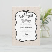 Cafe Bebe | Neutral and Black Coffee Baby Shower 招待状 (スタンド正面)
