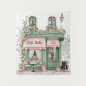 Cafe Bebe Paris Chic Baby Shower Party Backdrop タペストリー (正面)