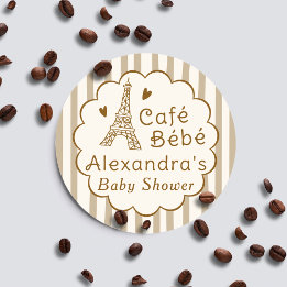 Cafe Bebe Paris Coffee Personalized Baby Shower ラウンドシール