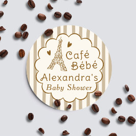 Cafe Bebe Paris Coffee Personalized Baby Shower ラウンドシール