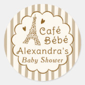 Cafe Bebe Paris Coffee Personalized Baby Shower ラウンドシール (正面)