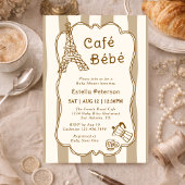 Cafe Bebe Parisian Coffee Shop Themed Baby Shower 招待状