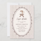 Cafe Bebe Vintage Stripes Coffee Baby Shower 招待状 (正面)
