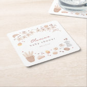 Cafe Bebe Watercolor Bakery Baby Shower スクエアペーパーコースター (アングル)