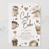 Cafe Bebe' Watercolor Coffee Baby Shower 招待状 (正面)