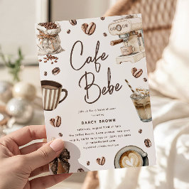 Cafe Bebe' Watercolor Coffee Baby Shower 招待状
