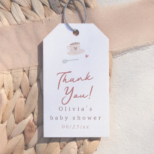 Cafe Bebe Watercolor Cute Baby Shower Thank You ギフトタグ