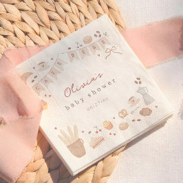 Cafe Bebe Watercolor Hand Drawn Baby Shower スタンダードカクテルナプキン