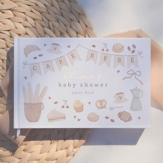 Cafe Bebe Watercolor Illustration Baby Shower ゲストブック
