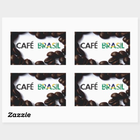Café Brasil 長方形シール (シート)
