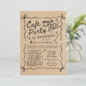 Cafe Coffee Party Birthday Invitation 招待状 (スタンド正面)