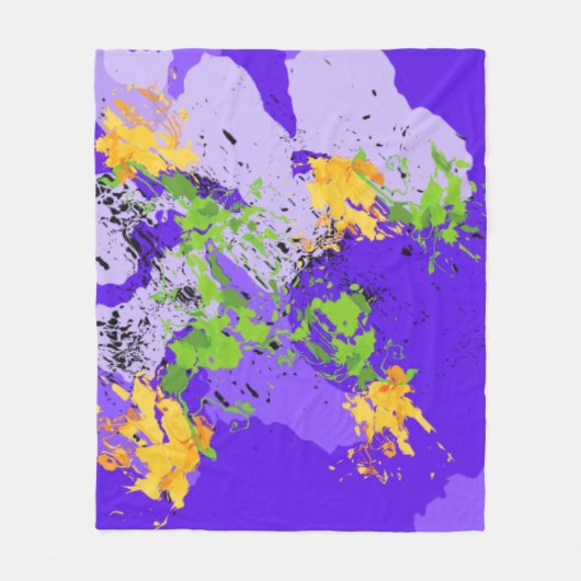 Café Colorful abstract energy wave フリースブランケット (正面)