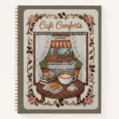 Café Comforts Embroidered Coffee Shop & Book  ノートブック (正面)