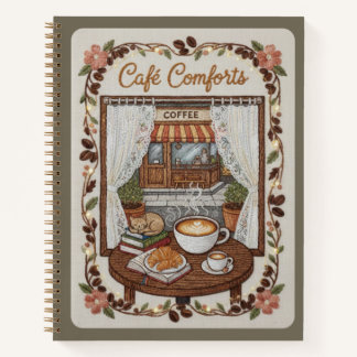 Café Comforts Embroidered Coffee Shop & Book  ノートブック