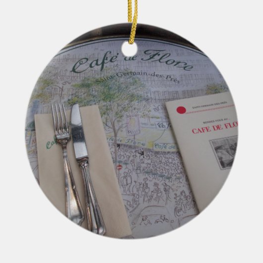 Cafe de Flore、パリ、フランス-食器セット、メニュー セラミックオーナメント (正面)