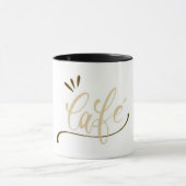 Cafe Gold Script Black Mug マグカップ (中央)