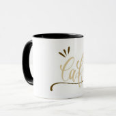 Cafe Gold Script Black Mug マグカップ (正面左)